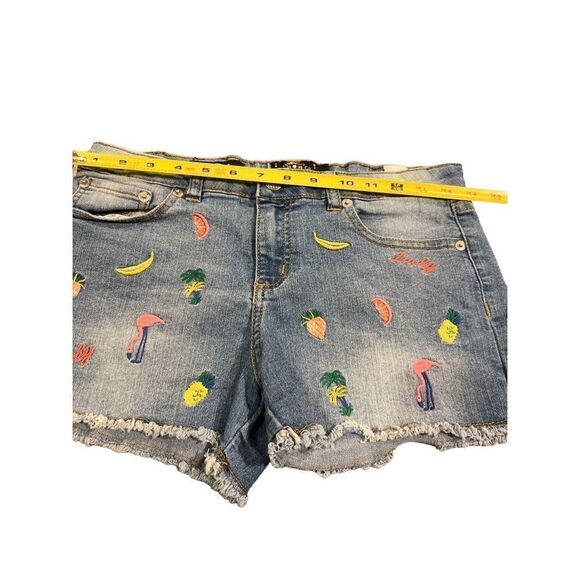 Lucky Brand flamingos pineapple watermelon embroidered jeans  shorts - Picture 8 of 14